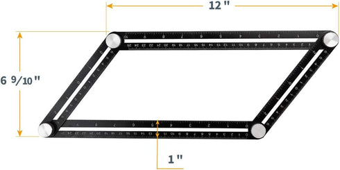 POWERTEC Multi Angle Measuring Ruler for Woodworking, Crafting, Construction, Flooring & Tile Cutting, Aluminum Angle Finder, Template & Layout To...