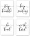 HPNIUB Unframed Inspirational Quote Art Painting,Work Hard,Be Kind,Stay Humble,Keep Smiling Art Print Set of 4 (8”X10” Motivational Phrases Wall A...