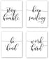 HPNIUB Unframed Inspirational Quote Art Painting,Work Hard,Be Kind,Stay Humble,Keep Smiling Art Print Set of 4 (8”X10” Motivational Phrases Wall A...