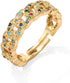 14K Gold Plated Women Open Ring 6mm Wide Band Cuban Link Chain Wedding Ring Cubic Zirconia Engagement Jewelry...