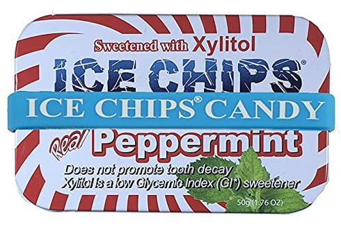 ICE CHIPS Xylitol Candy Tins 5.28 oz total (Peppermint, 3 Pack) - Includes BAND as shown...