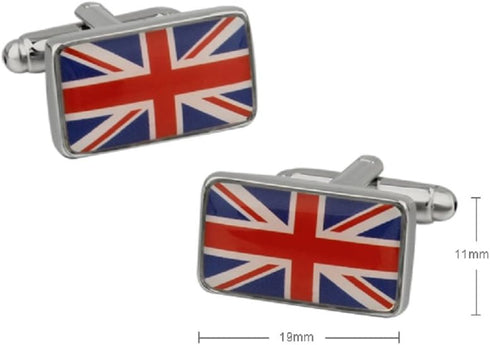 United Kingdom Flag Great Britain Union Jack British Pair Cufflinks in a Presentation Gift Box & Polishing Cloth...