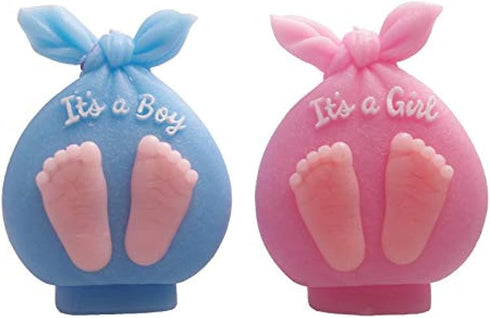 Baby Shower Silicone Candle Mold,3D Baby Foot Silicone Soap Mold Fondant Cake Decorating Candy Chocolate Mould (Boy&Girl)...