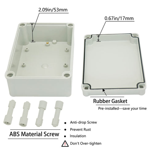 Zulkit Junction Box ABS Plastic Dustproof Waterproof IP67 Junction Boxes Universal Electrical Project Enclosure DIY Electronic Project Box Grey 6....