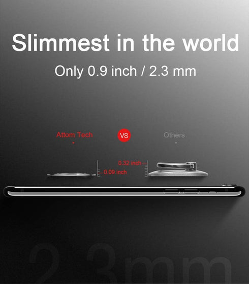World's Slimmest Phone Ring Holder, Attom Tech Tomorotec Ultra Thin Cell Phone Ring Stand for Magnetic Car Mount Hook Compatible for iPhone Samsun...