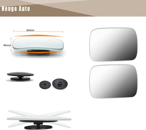 Car Blind Spot Mirror,HD Glass Frameless Convex Rotating Design,Rear View Mirror with wide angle Adjustable,Stick for Van SUV Trucks Universal (Re...