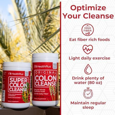 Health Plus Super Colon Cleanse, 12 oz Powder, 68 Servings - Natural Detox, Digestive Constipation Relief, Gentle Gut Cleanse with Psyllium Husk &...
