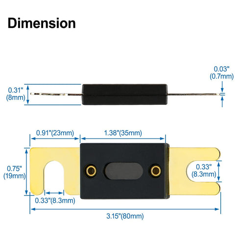 Baomain Bolt Fuse ANL-B 200A 200Amp for Car Vehicles Audio System Sheet Gold Tone RoHS 10 Pack...