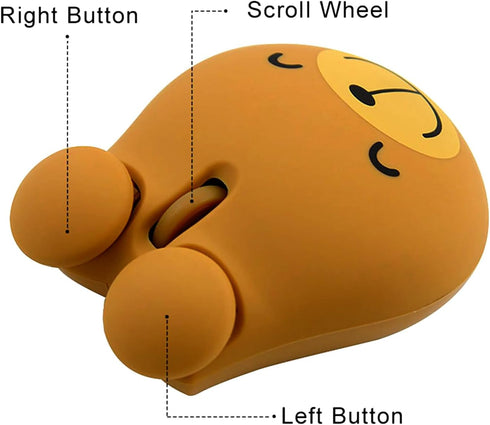 Wireless Mouse 2.4GHz Lovely Cartoon Bear Shape USB Mouse Portable Cordless Mouse with USB Receiver, Kids Small Optical Mouse Computer Mouse for L...