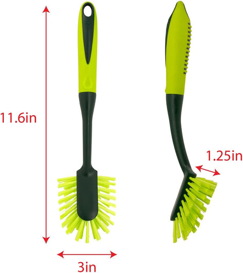 Pine-Sol Long Handle Dish Brush – Soft Bristle Kitchen Scrubber, Safe with Non-Stick Cookware, Oblong...