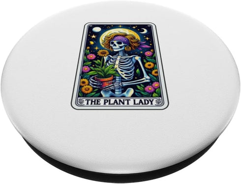 Funny Plant Lady Tarot Vintage Skeleton Floral Moon Garden PopSockets Standard PopGrip...