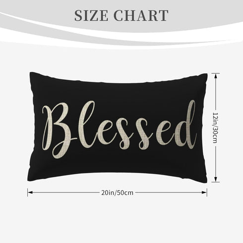 Nice Gift Inspirational Blessed Letters Words Waist Lumbar Black Cotton Linen Throw pillow case Cushion cover for Sofa home decorative Oblong 12x2...
