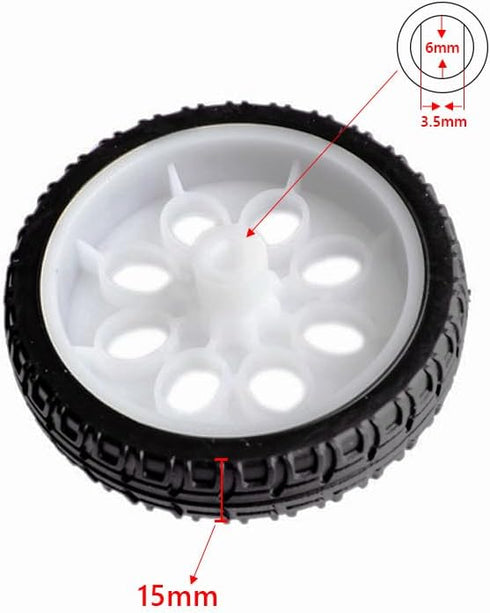 4pcs 65mm Rubber RC Wheel Tires Toy Car Wheels DIY Model Robots White and Black for DIY Model Accessories...