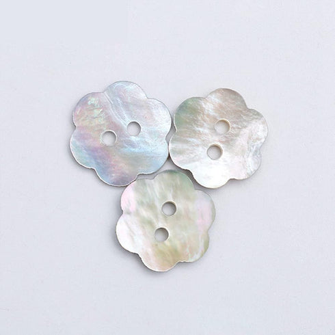 10 PCS 2 Holes Heart Star Flower Square Shaped Mother of Pearl Delicate Natural Shell Buttons for Sewing Craft Scrapbooking (Flower, 11.5mm)...