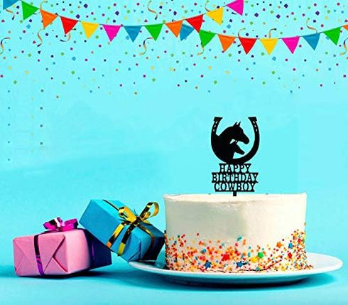 Happy Birthday Cowboy Cake Topper, Unicorn Cake Topper, Horseshoe Cake Topper, Birthday Party Decoration...