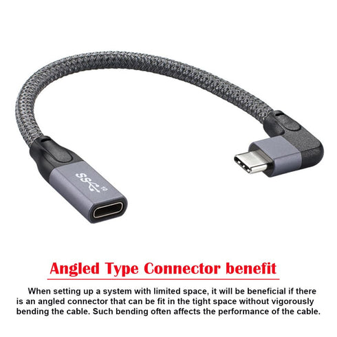 xiwai Left Right Angled USB-C USB 3.1 Type C Male to Female Extension Data Cable with Sleeve for Laptop...