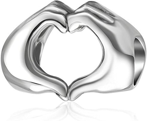 925 Sterling Silver Love Heart Charm in Your Hands Charm Valentine's Day Charm Family Charm for Pandora Charm Bracelet...