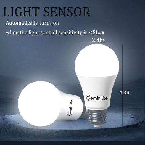 Dusk to Dawn LED Light Bulbs Outdoor, E26 Base A19 Porch Light bulbs Daylight Sensor Automatic On/Off LED Bulbs for Stairs Garage Yard Outdoor Lig...