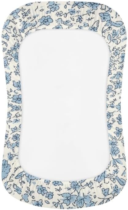 Blue Ditsy Floral Crib Sheets for Boys or Girls Pastoral Style Ditsy Flower Soft and Breathable Crib Mattress Sheet French Countryside Baby Cradle...