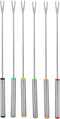 Fondue Sticks 6pcs Stainless Steel Smores Sticks with Heat Resistant Handle for Cheese Meat Chocolate Dessert Roast...