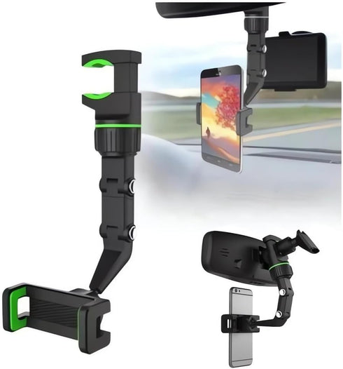 2024 New Multifunctional Rearview Mirror Phone Holder, 360° Rotatable Car Phone Holder for Cell Phone and Gps, Retractable & Adjustable Universal ...