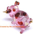 Handmade Mini 2" Blown Glass Pig Figurine, Pink with 22K Gold Accents, Gift Ideas, Fantasy Cool Stuff Decor No.2...