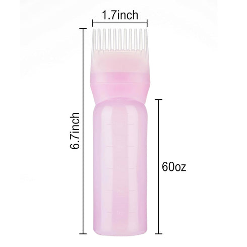 3 Pack Root Comb Applicator Bottle, 6 Ounce Hair Oil Applicator Bottle for Hair Dye Bottle Applicator Brush with Graduated Scale, Profssional Brus...