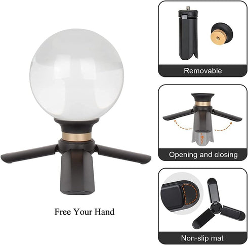 Crystal Ball Photography 80mm K9 Clear Lens Ball Sphere with Mini Tripod Base Stand Decorative Glass Props Ball with Padded Shockproof Sleeve Bag ...