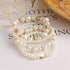 4/5Pcs Faux Pearl Love Heart Stretch Bracelet Set Bohemian Handmade Stackable Beaded Bracelet Multilayered Round Pearl Crystal Beaded Strand Brace...