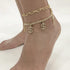 Urieo Gold Rhinestone Anklet Chain Dollar Pendant Foot Chain Double Layered Anklets Bracelets Summer Beach Jewelry for Women Pack of 2...