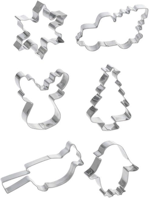Ganz 6 Piece 4 Inch Christmas Holiday Winter Cookie Cutter Set ~ Christmas Tree, Snowflake, Reindeer, Christmas Tree Truck, Cardinal, Penguin...