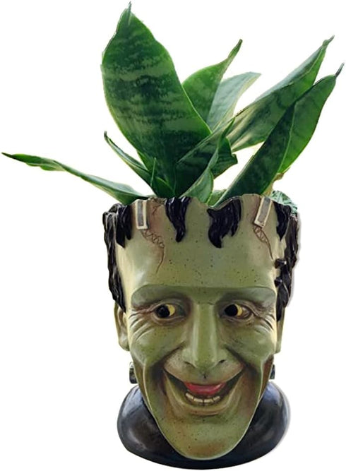 Funny Planter Youfui Head Planter with Drainage Hole Resin Plant Pot Pencil Holder Desk Storage (Frankstein)...