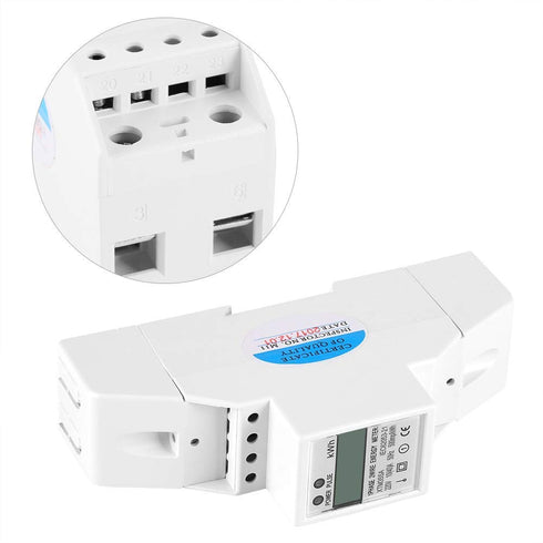 Single Phase Energy Meter 120 / 230V Din Rail Electric Meter AC 10 to 40A Watt Meter Digital LCD Electronic KWh Meter...