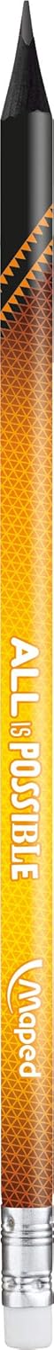 Maped 852000 - Egonomic Three-Sided Pencils Black'Peps Energy with Eraser Head - HB Medium - x6 Pens, Pack of 6...