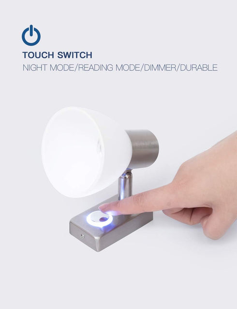 RV Reading Light 12V Bedside,Designed for Reading, Boat, Yacht, and Caravan, Motorhome,Touch Switch Dimmable Warm(Nickel 1x D1)...