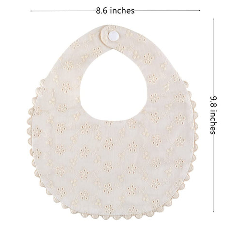 GZMM Baby Bib For Girls,Reversible Waterproof Handmade Natural Cotton Baby Drool Bib 0-12 months 2 Pack (off-white color A, 0-12 months)...