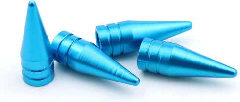 Valve Caps Aluminum Pointed Shape Cars Tires Valve Stem Caps Cover Dustproof Fit Most Vehicle SUV Bike Trucks Motorcycles 4 Pcs/Set (Metallic Blue...