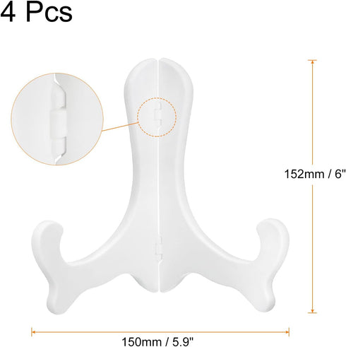 uxcell 4pcs 6" Easel Plate Holder, Plastic Folding Display Stand White for Decorative Picture Frame...