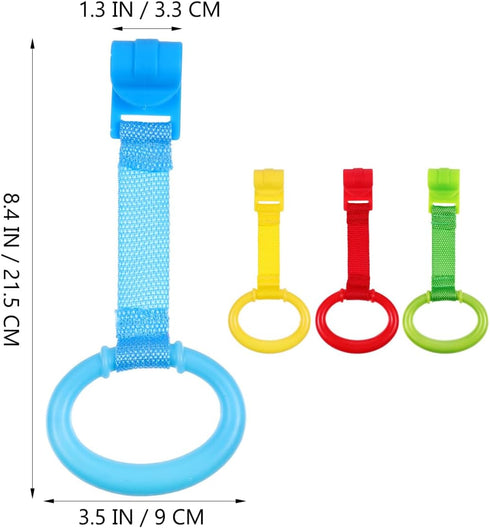 Kisangel 4pcs Baby Play Gym Baby Crib Pull Ring Baby Bed Stand Up Rings Nursery Baby Cot Rings Toddler Activity Kids Walking Training Tool...