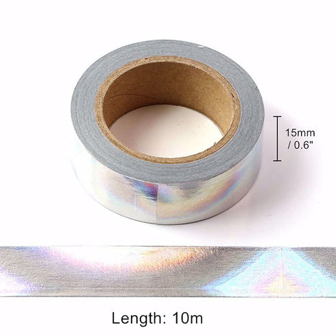 6pcs Silver Holographic Foil Washi Tape Set Metallic Paper Masking Tape for DIY Art Project Craft Gift Wrapping Tapes (6pcs Silver Holographic)...