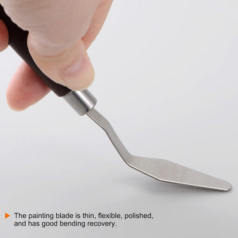 2pcs No.7 Palette Knives 10mm Width Stainless Steel Small Pointy Spatula Painting Pallet Knife with Wood Handle for Oil Acrylic Canvas Mixing Spre...