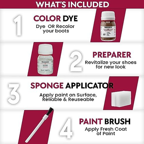 Tarrago Leather Dye Kit with Deglazer and Applicator - Restore & Recolor Shoes, Boots, Purses, Wallets, Jackets, and Furniture - Rich Pigment - 25...