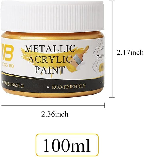 Acrylic Gold Paint, 100ml Metallic Gold Leaf Paint, Gold Paint for Metal, Wood, Headstone,Painting, Non Toxic Non Fading...