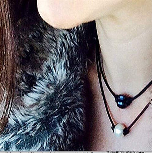 Black Bead Leather Choker Necklace for Women and Boho Single Bead Handmade Choker Jewelry...