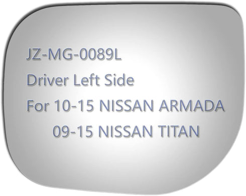 Mirror Glass fit for 2010-2015 Nissan Armada 2009-2015 Nissan Titan Replacement Flat Driver Side Glass (Non Heated)...