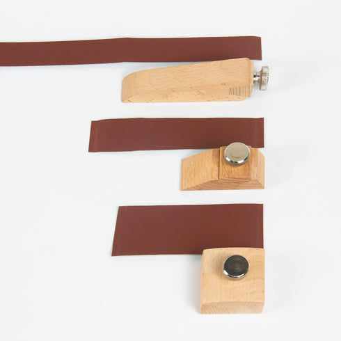3Pcs Wooden Sandpaper Block Set, Square Bevel Wedge Hand Sanding Block, Handmade Leather Edge Grinding Polishing Tool for DIY Leather Craft Access...