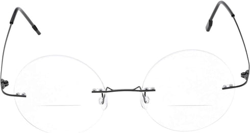 Fuisetaea Round Rimless Frame Reading Glasses for Men Women +2.50 Titanium Alloy Lightweight Readers Eyeglasses...