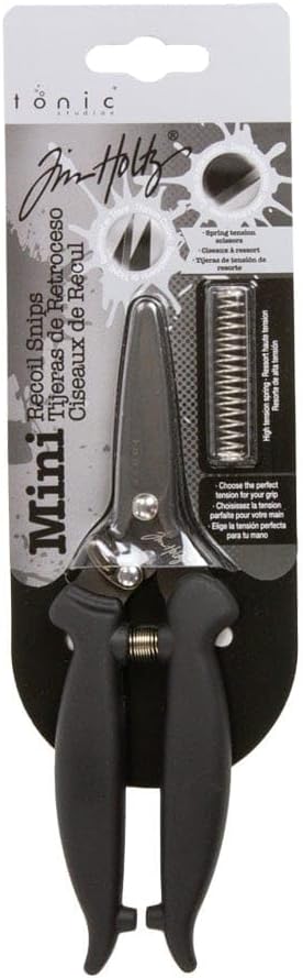 Tim Holtz Recoil Scissors - Titanium Coated, Double-Beveled Blades, Black (6.7 Inch)...