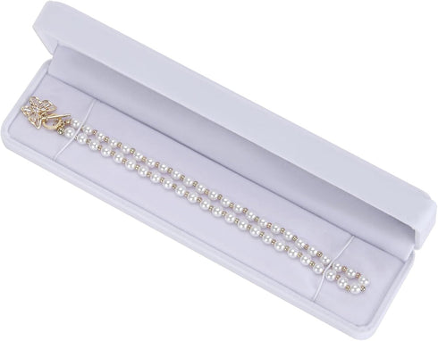 LETURE 2 Pieces Long Velvet Chain Necklace Gift Box Set, Bracelet Storage Case, Jewellry Display Box for Wedding, Engagement,Proposal, Birthday an...