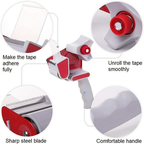 3 inch Packaging Tape Dispenser Gun Handheld Tape Gun for 3-Inch-Wide Clear Packaging Tape,Red...